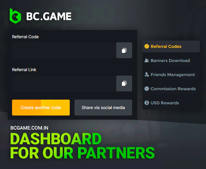 Statistics of invited players in BCGame affiliate program