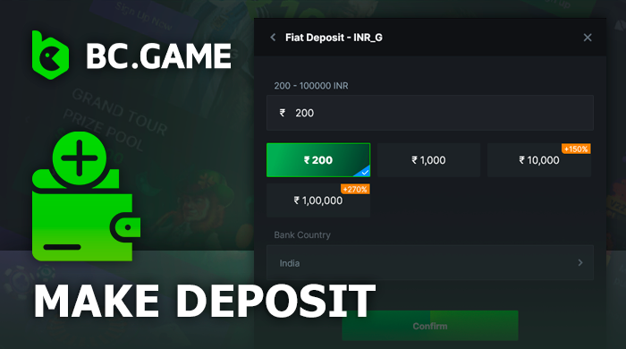 Make a deposit at BC.Game - how to deposit to personal account