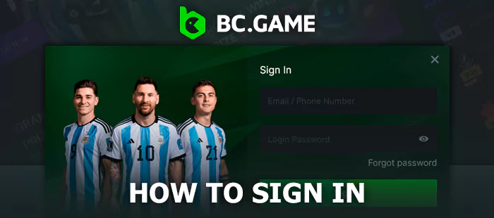 The authorization process on the BC Game site - how to log in to personal account