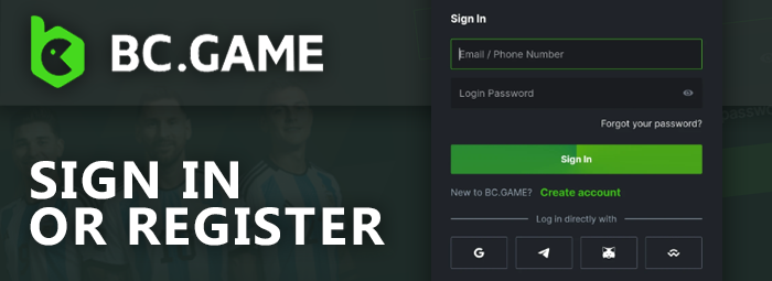 Sign in to your BC Game account or register to start playing