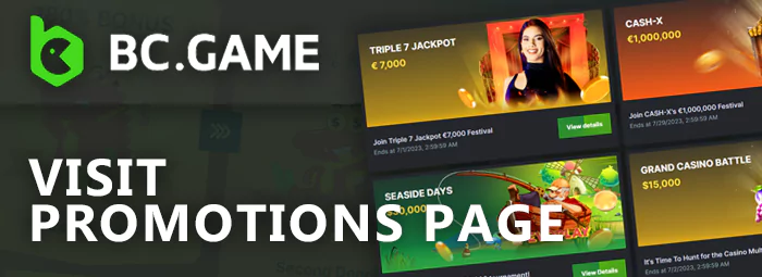 Explore BC Game is special offers on the Promotions page