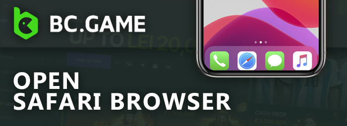 Open Safari on your iOS device to install the BC Game app