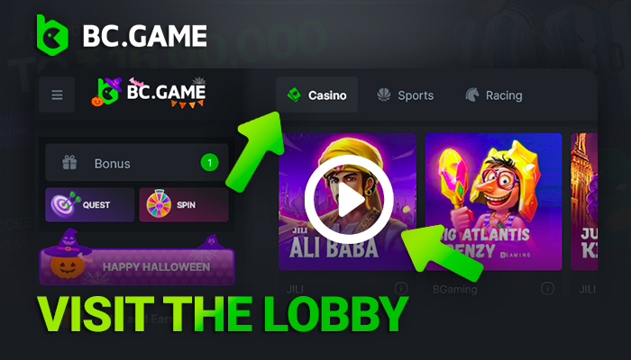 Open the casino section on BCGame and choose a game