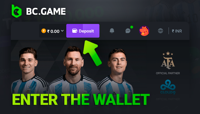 Refill personal account to start playing on BCGame