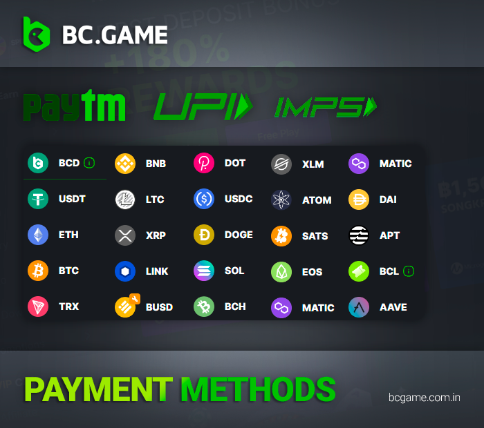 Payment methods in the BC Game application