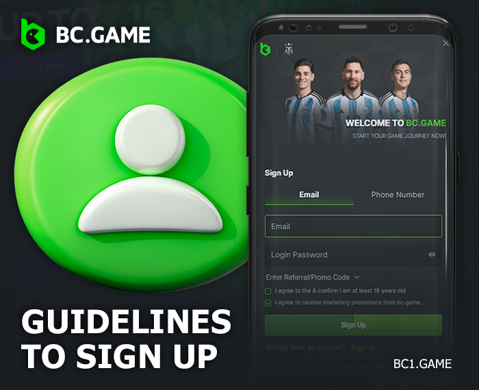 How to create a new account in the BcGame app