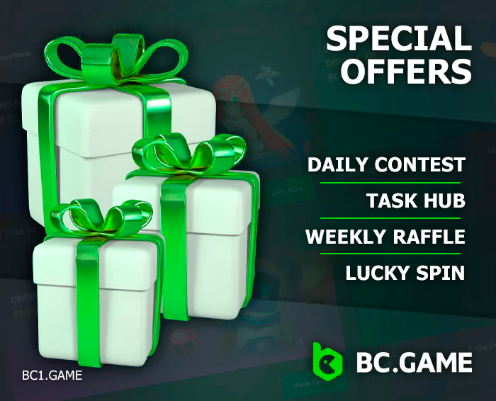 Special bonus programs at BC.Game - Lucky Spin, Task Hub and other