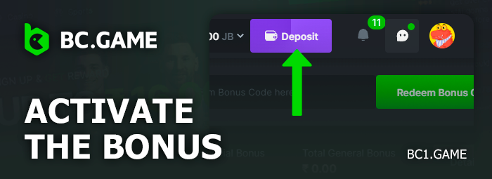 Activate the bonus according to the terms of BC.Game