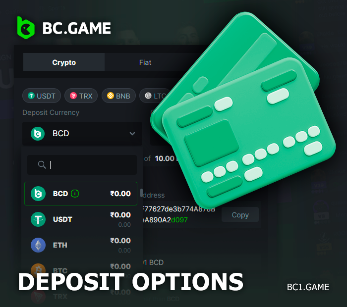Payment methods for BC.Game deposit - PhonePE, PayTM, UPI, Bitcoin, and other